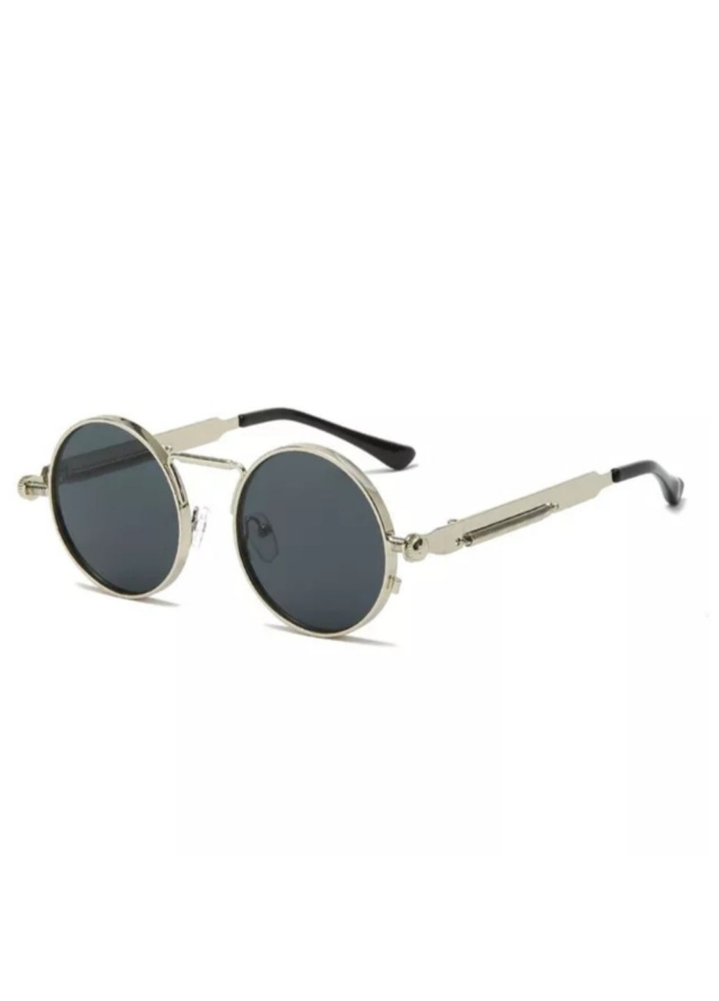 Круглые очки гоглы с пружинами Черный в серебре No Brand (253395870)