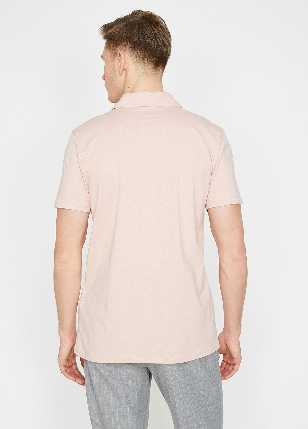 Светло-розовая футболка-поло для мужчин KOTON однотонная