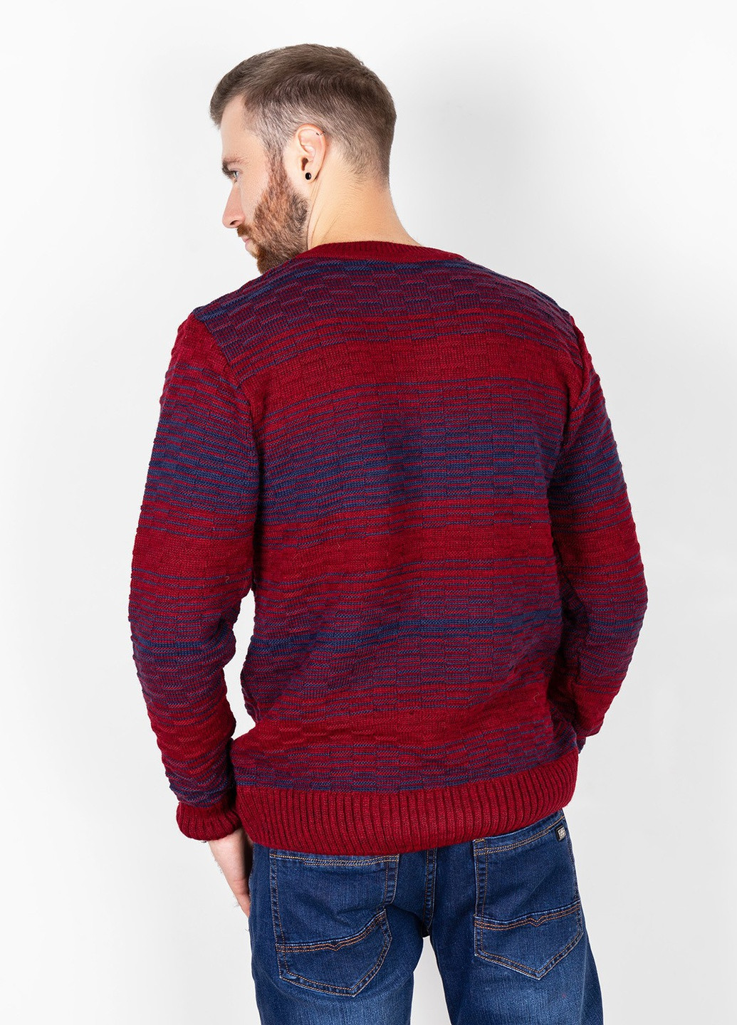 Бордовый демисезонный свитер мужской джемпер ISSA PLUS GN4-71