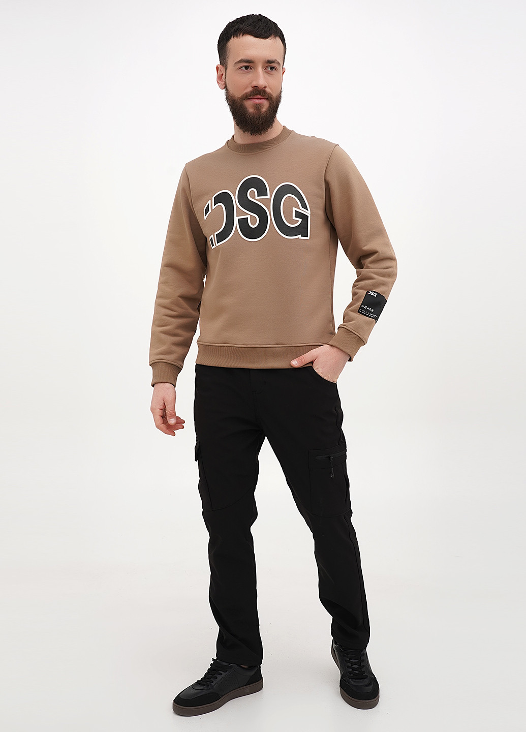 Черные спортивные демисезонные карго брюки No Brand