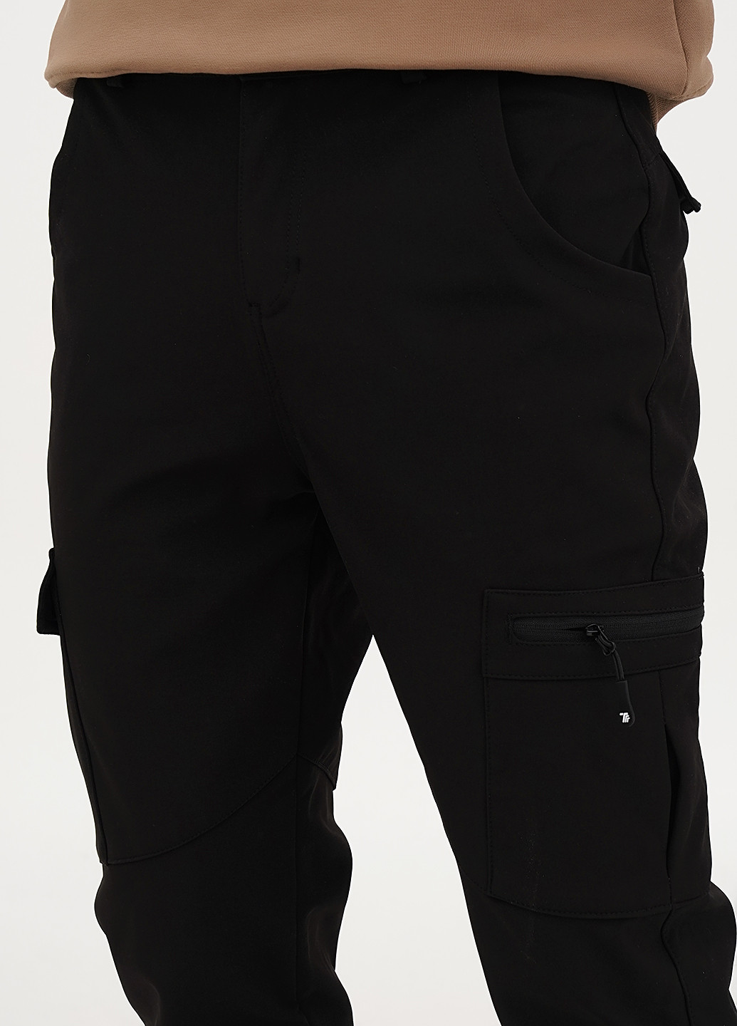 Черные спортивные демисезонные карго брюки No Brand