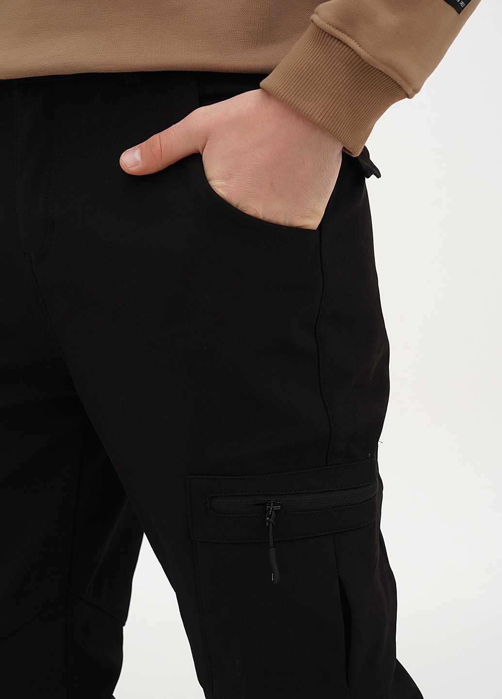 Черные спортивные демисезонные карго брюки No Brand