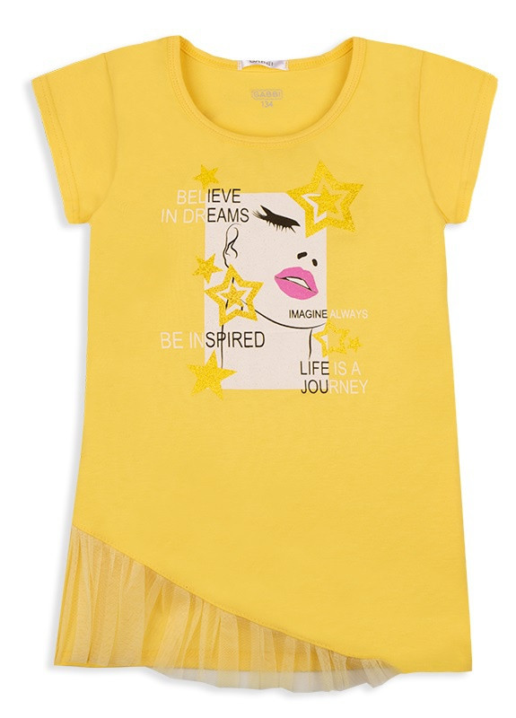 Жовта літня дитяча футболка для дівчинки * лайк * Габби