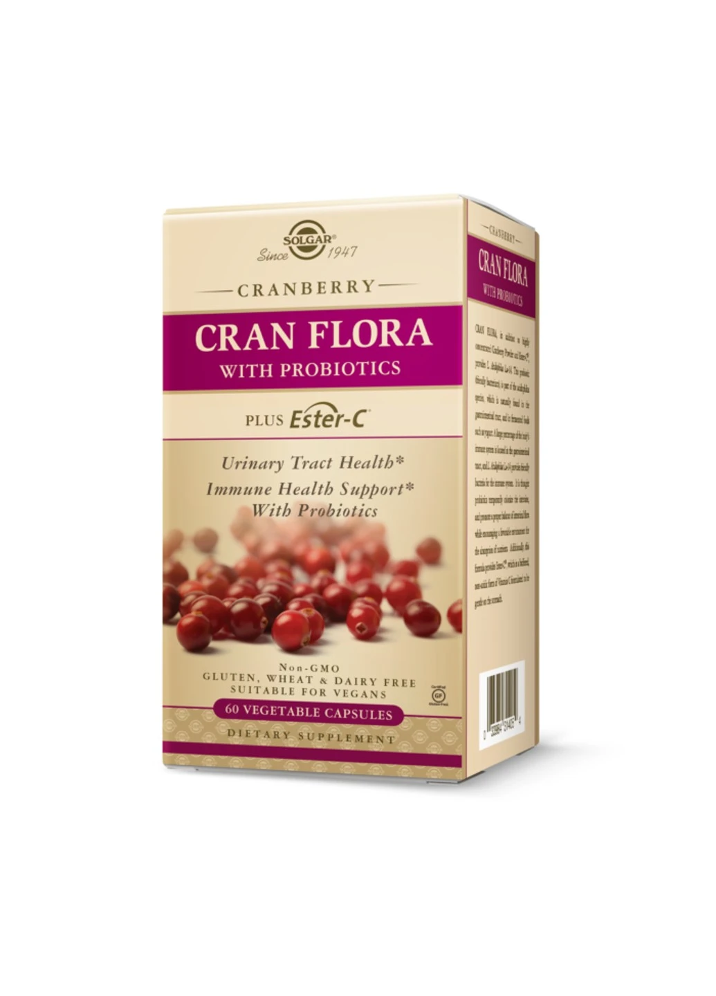 Журавлина з Пробіотикиами, Cran Flora,, 60 капсул солгар Solgar (255407878)