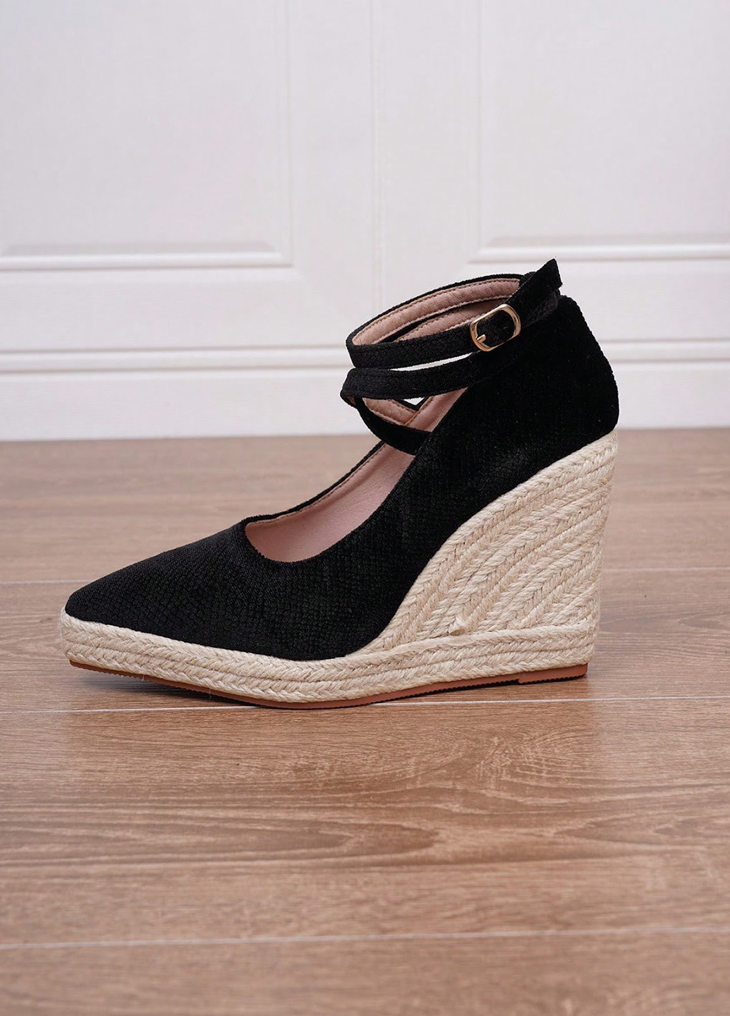 SHEIN Туфлі анкл страп чорний з натуральна замша, китай — демісезон (325077621)