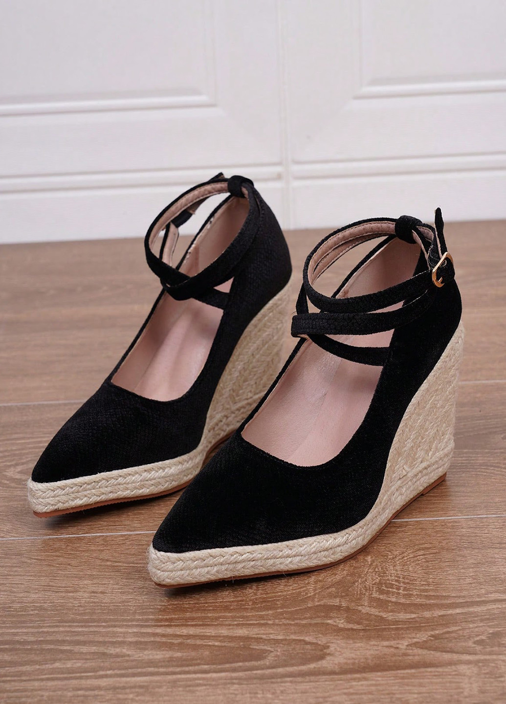 SHEIN Туфлі анкл страп чорний з натуральна замша, китай — демісезон (325077621)