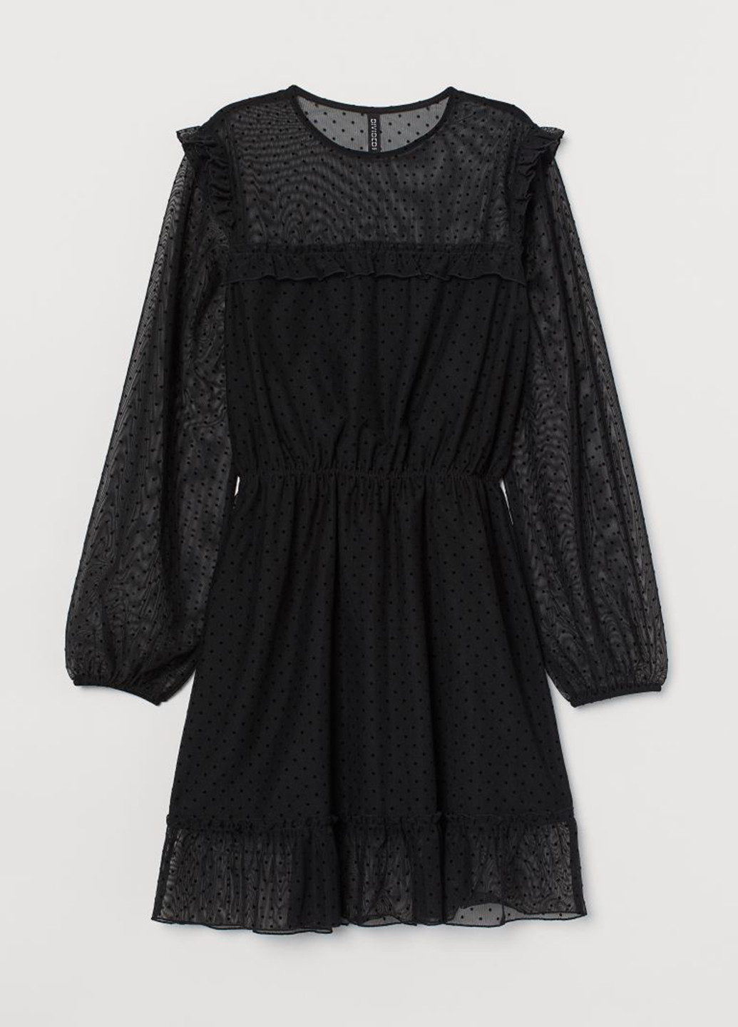 Чорна кежуал плаття, сукня кльош H&M в горошок