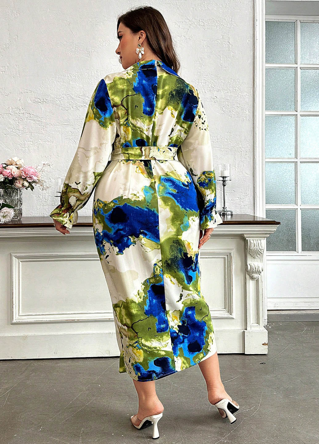 Комбінована вечірня, кежуал сукня на запах SHEIN тай-дай