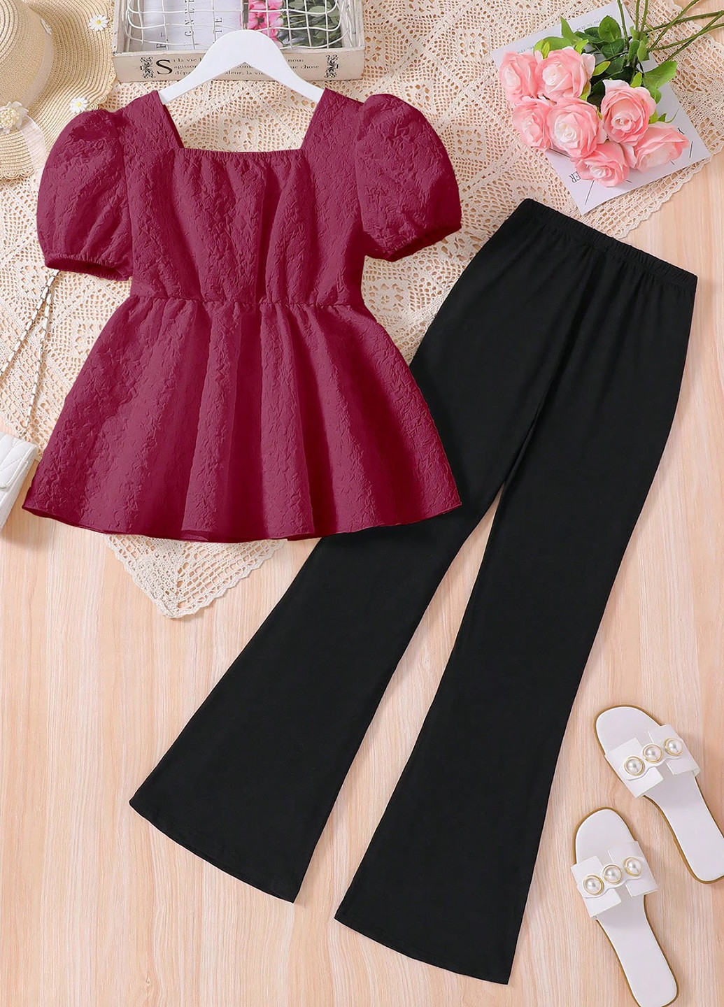 Комбинированный летний комплект (блуза, брюки) SHEIN