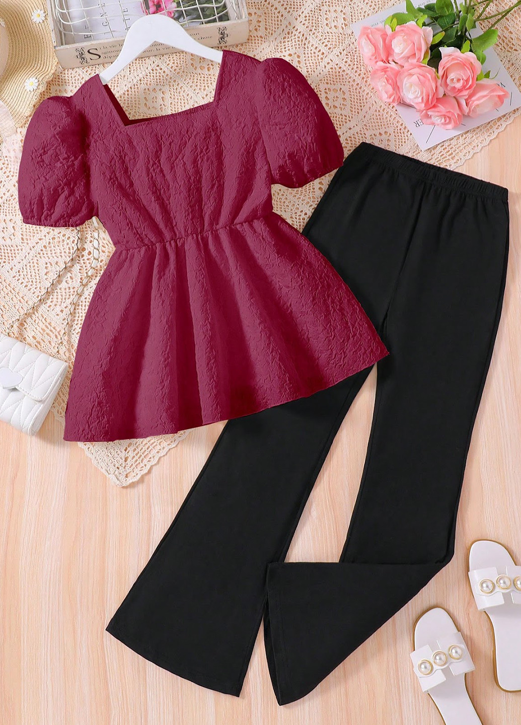 Комбинированный летний комплект (блуза, брюки) SHEIN