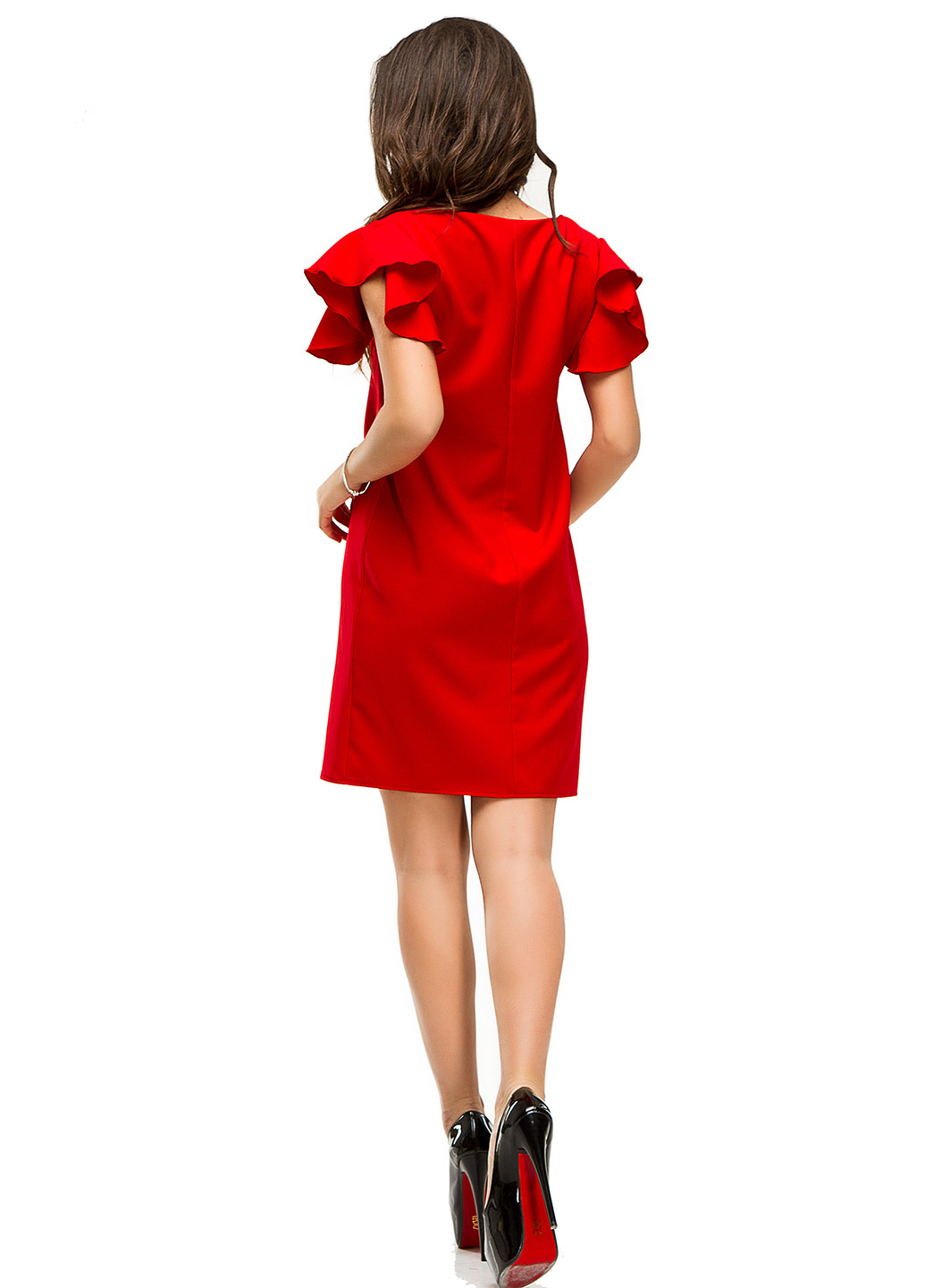 Красное кэжуал платье Lady Style однотонное