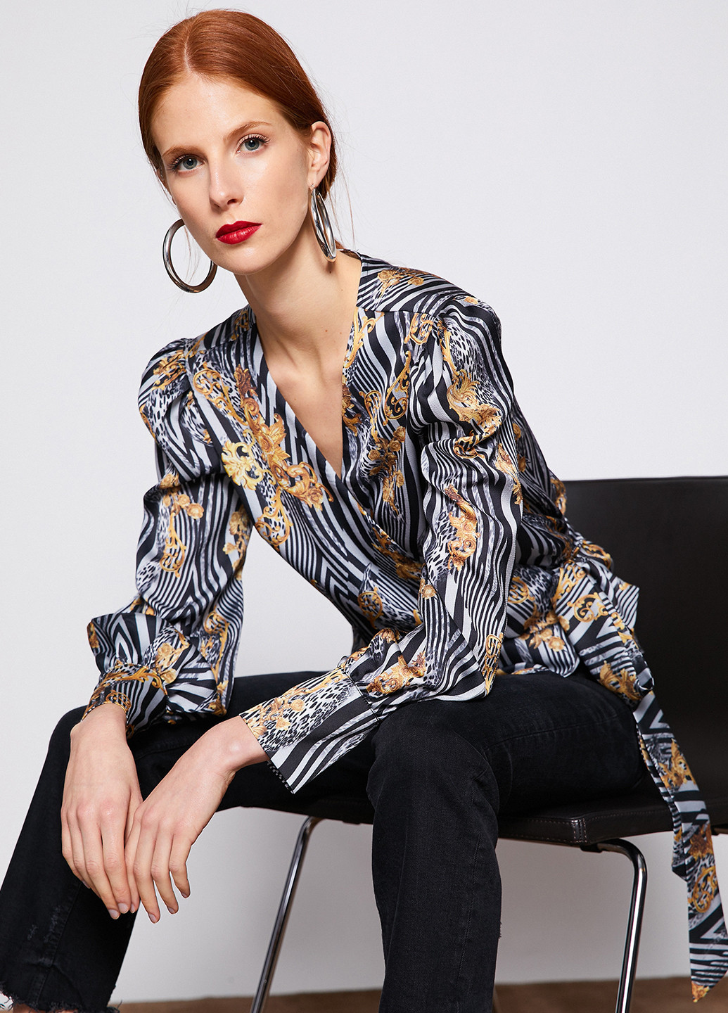 Комбінована блуза на запах KOTON