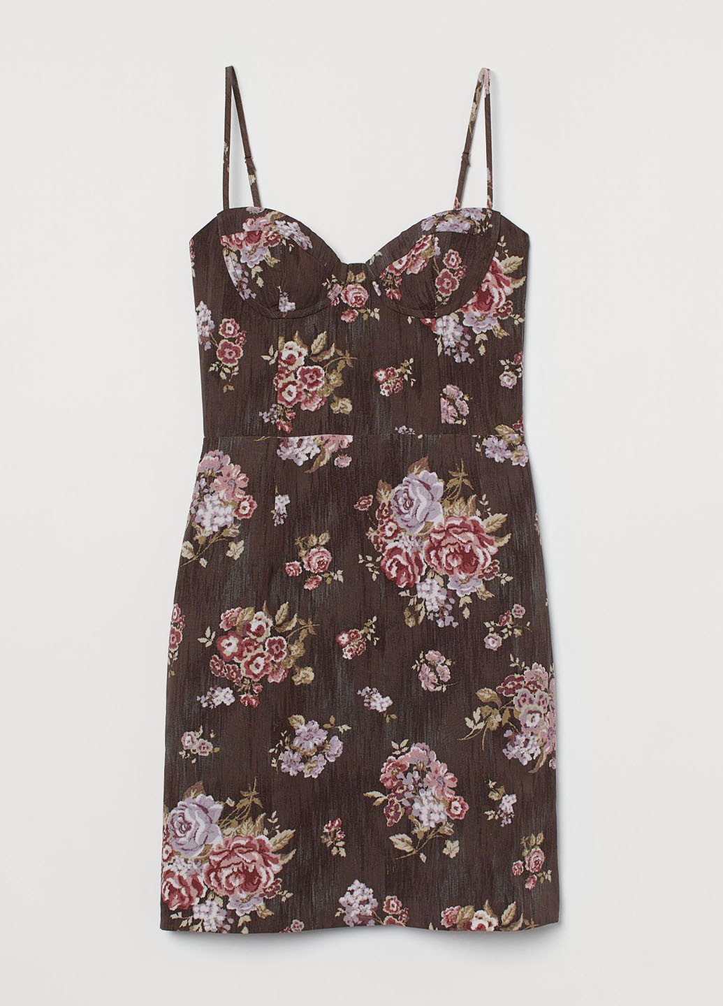 Темно-коричнева кежуал сукня H&M з квітковим принтом