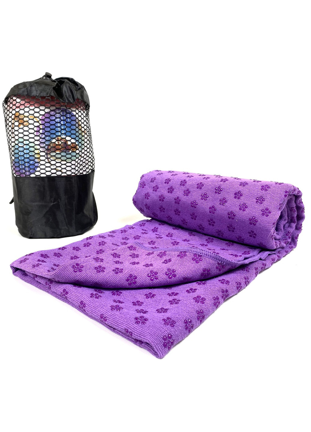 Полотенце на коврик для йоги фиолетовое (гигиеническое, антибактериальное, влагопоглощающее для фитнеса и пилатеса) EasyFit (241229829)