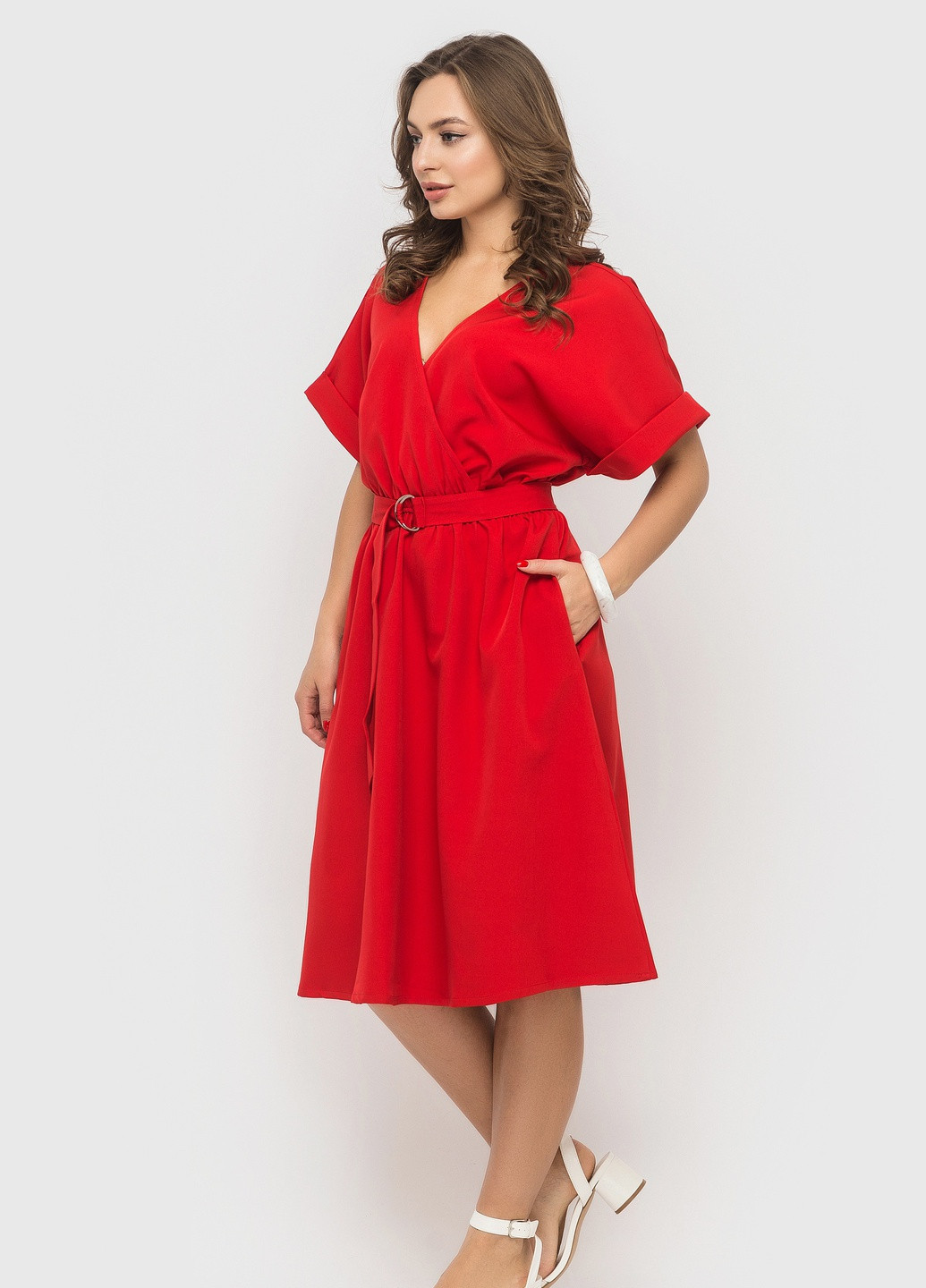 Червона кежуал сукня з спідницею-сонце, кльош BeART однотонна