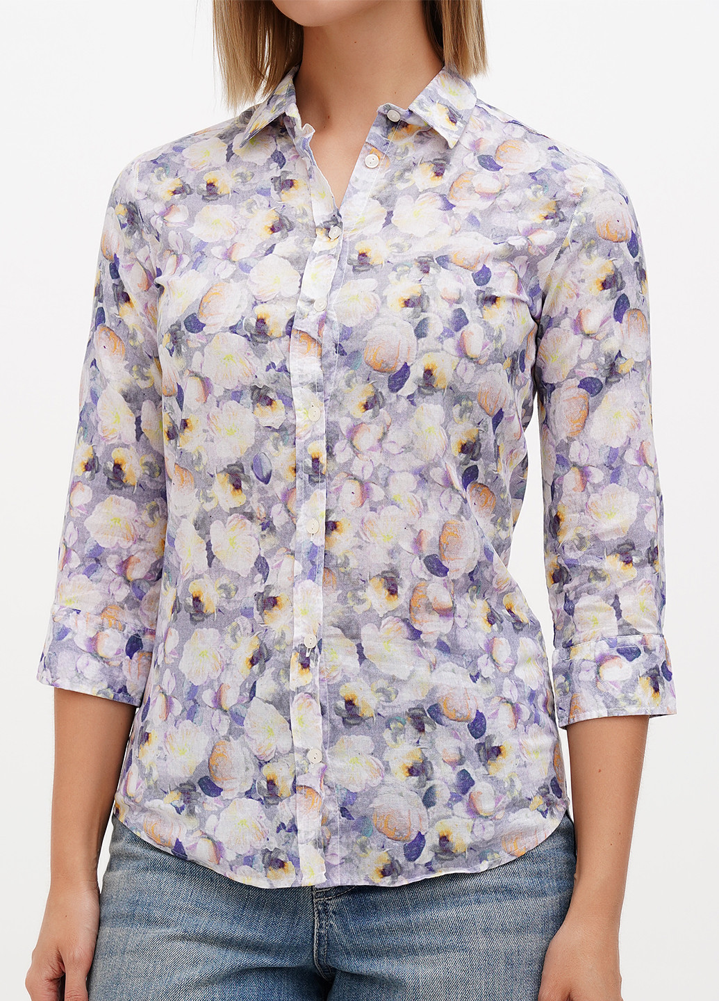 Цветная кэжуал рубашка с цветами Sassofono Club