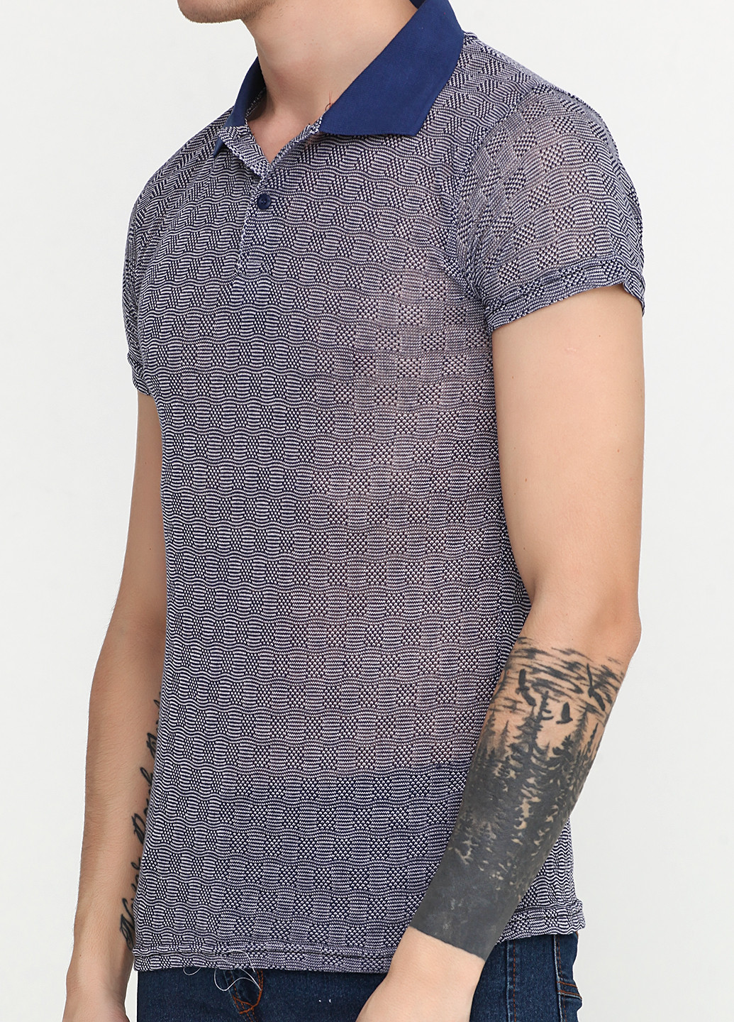 Джинсовая футболка-поло для мужчин Clartex с геометрическим узором