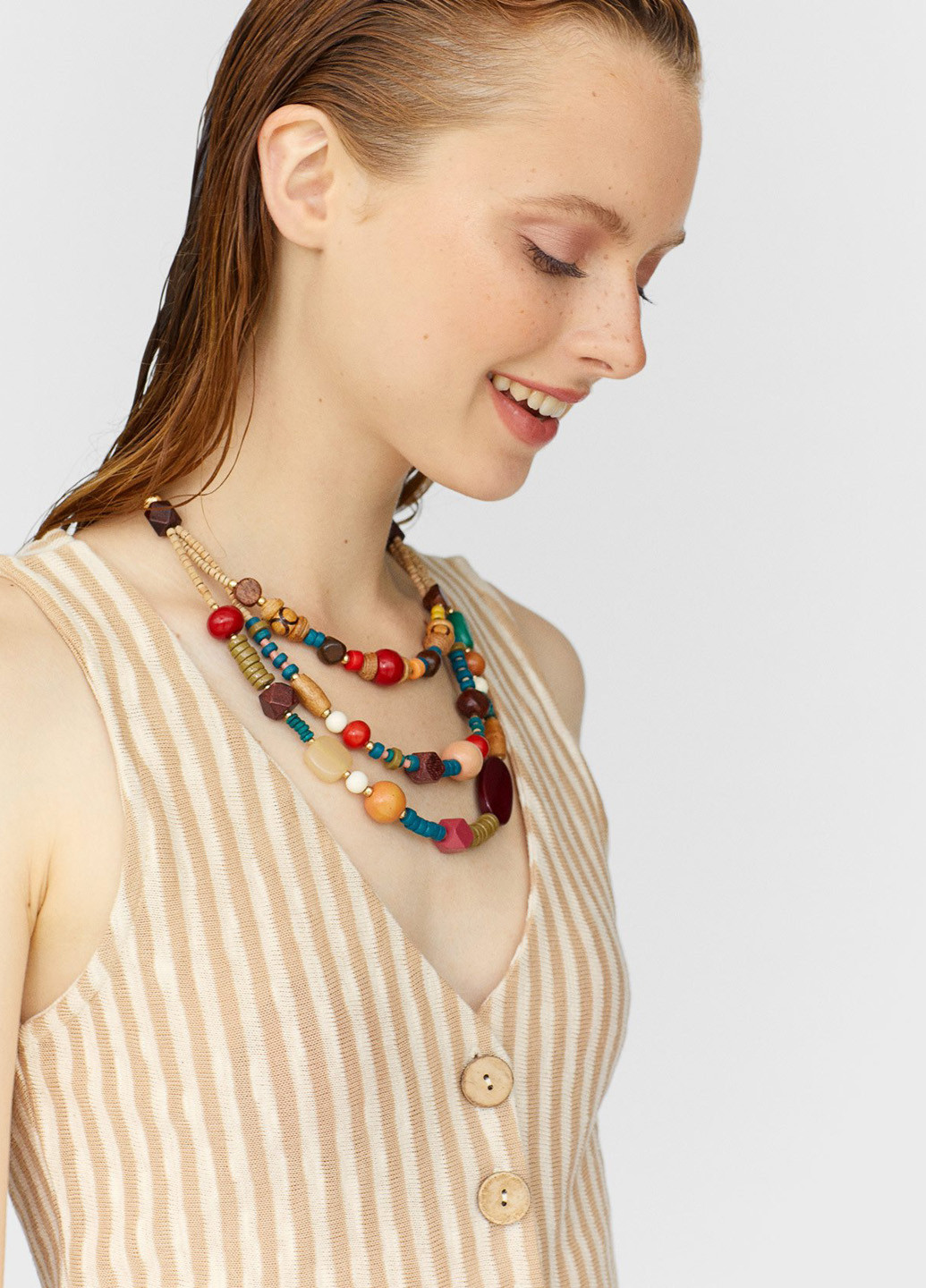 Комбинезон Stradivarius комбинезон-шорты полоска бежевый кэжуал хлопок, трикотаж