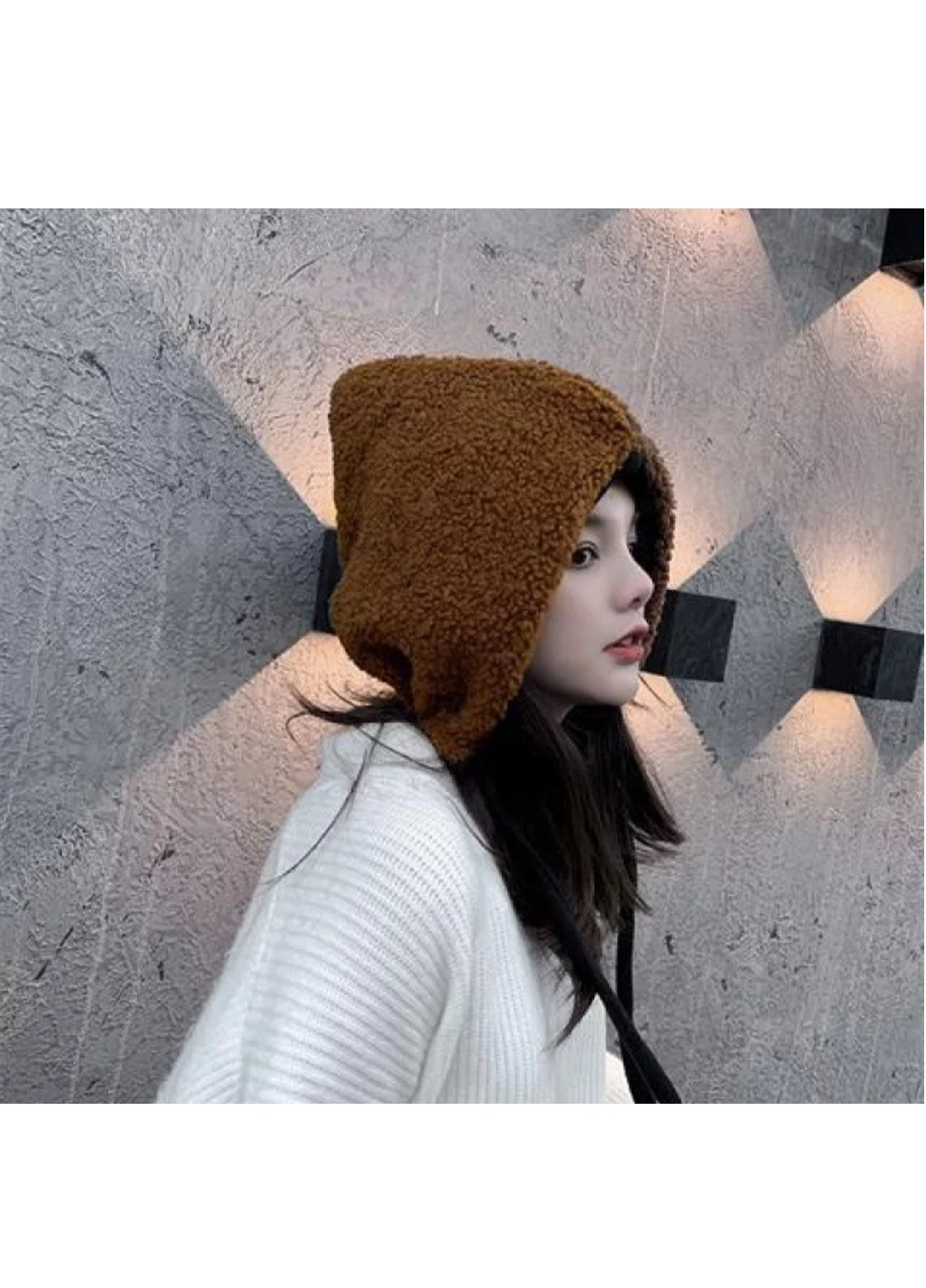 Женская шапка-капюшон на завязках Коричневый Brend шапка (252604320)