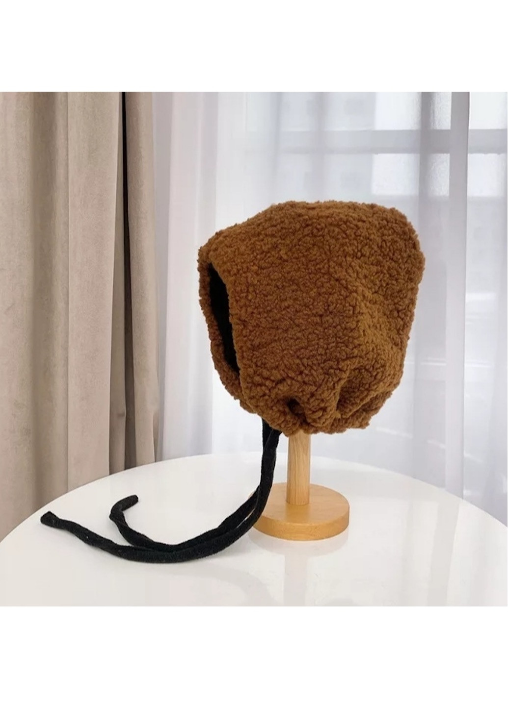 Жіноча шапка-капюшон на зав'язках Коричневий Brend шапка (252604320)