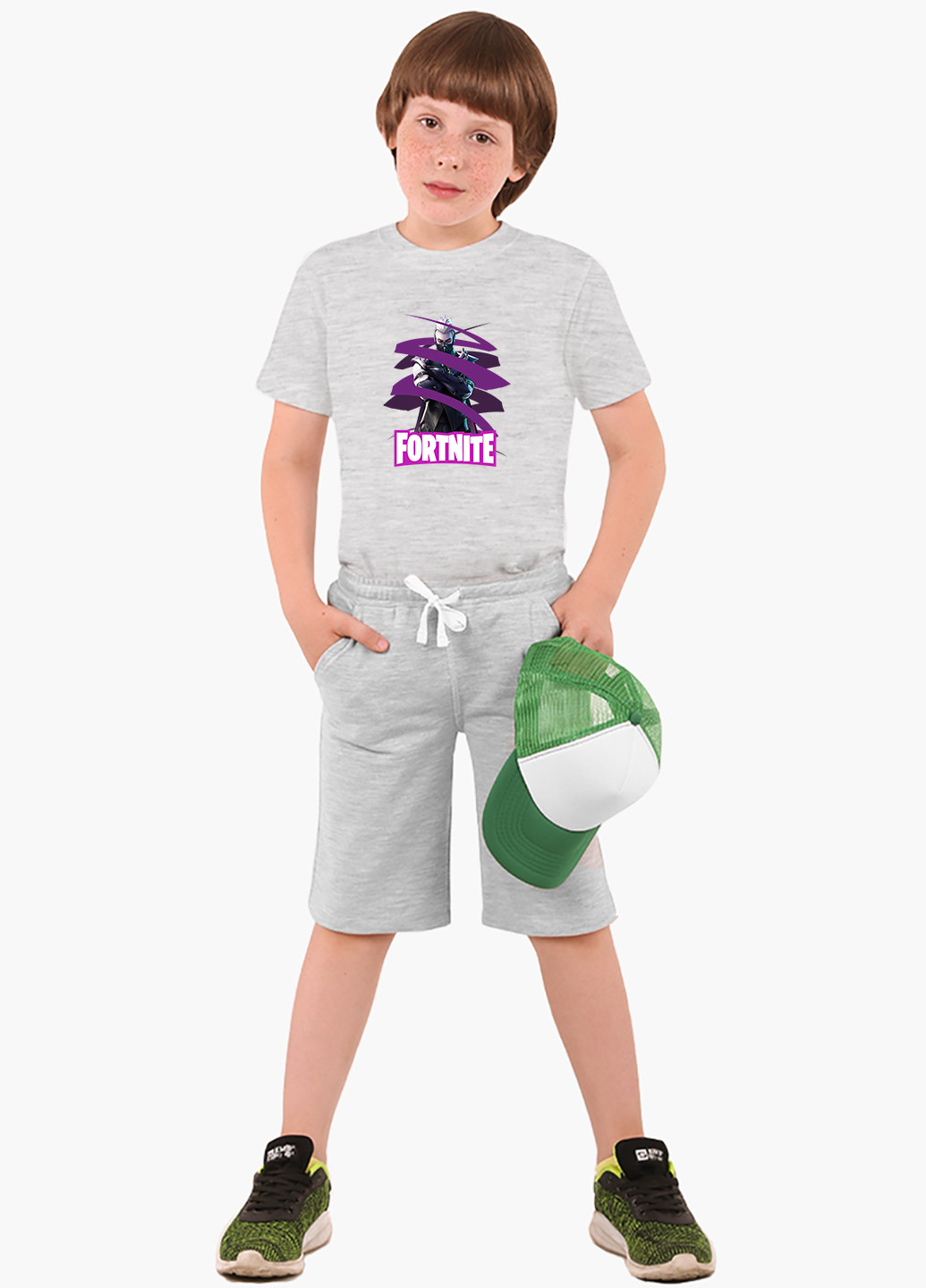 Світло-сіра демісезонна футболка дитяча фортнайт (fortnite) (9224-1190) MobiPrint