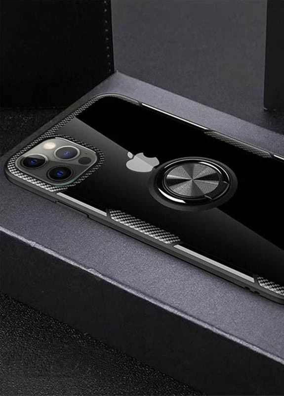 TPU + PC чохол CrystalRing for Magnet (opp) для Apple iPhone 12 Pro Max (6.7 ') Безбарвний / Чорний (is_00000038427_4) Deen (229726667)