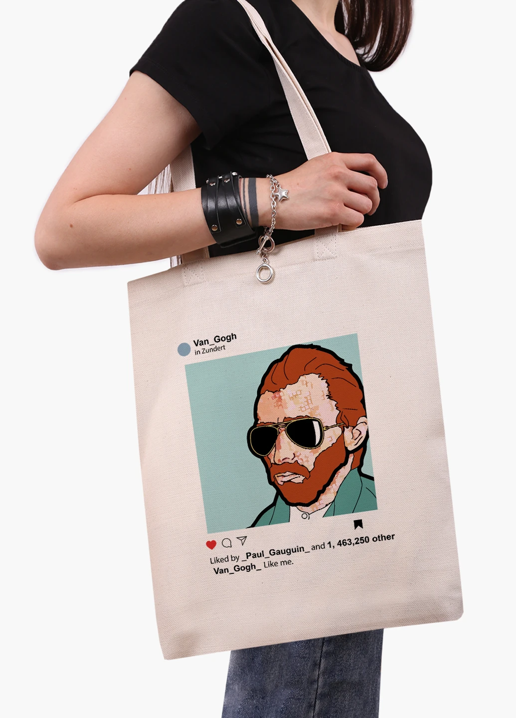 Еко сумка шоппер біла Інстаграм Вінсент Ван Гог (Instagram Vincent van Gogh) (9227-2953-WT-1) 41*35 см MobiPrint (228156242)
