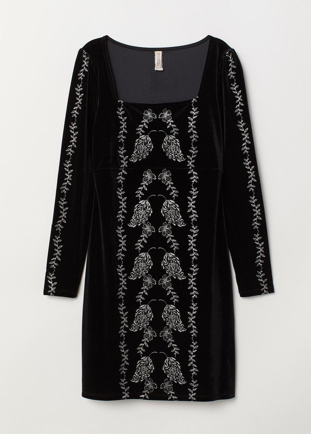 Чорна вечірня облягаюча велюрова сукня H&M однотонна