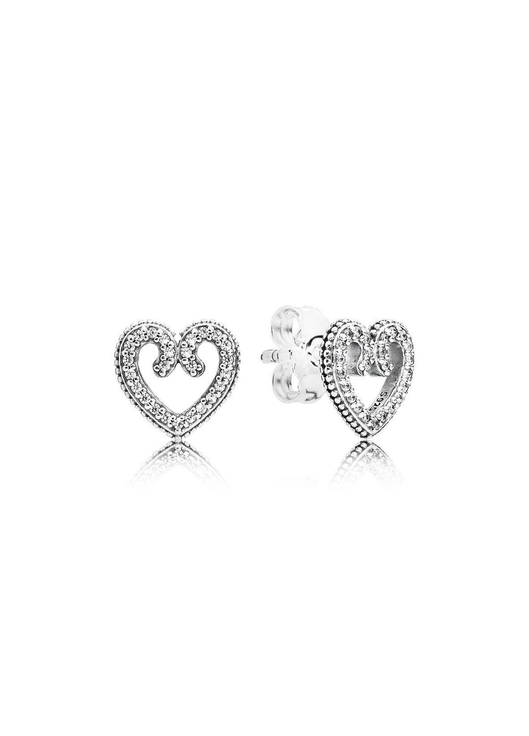 Срібні сережки "Ажурні серця" 297099CZ No Brand (252432286)