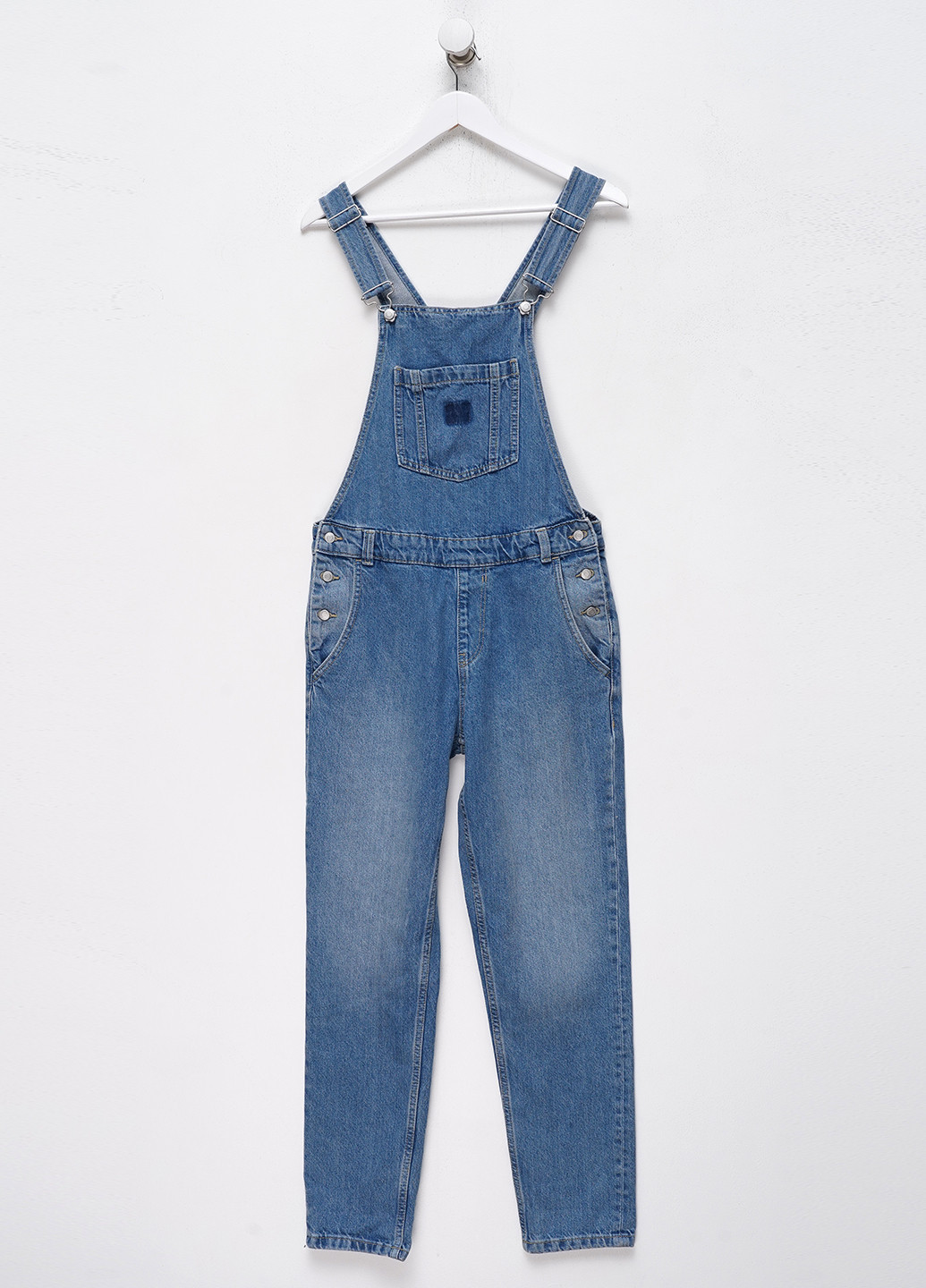 Комбинезон C&A комбинезон-брюки однотонный голубой денил хлопок, джинс