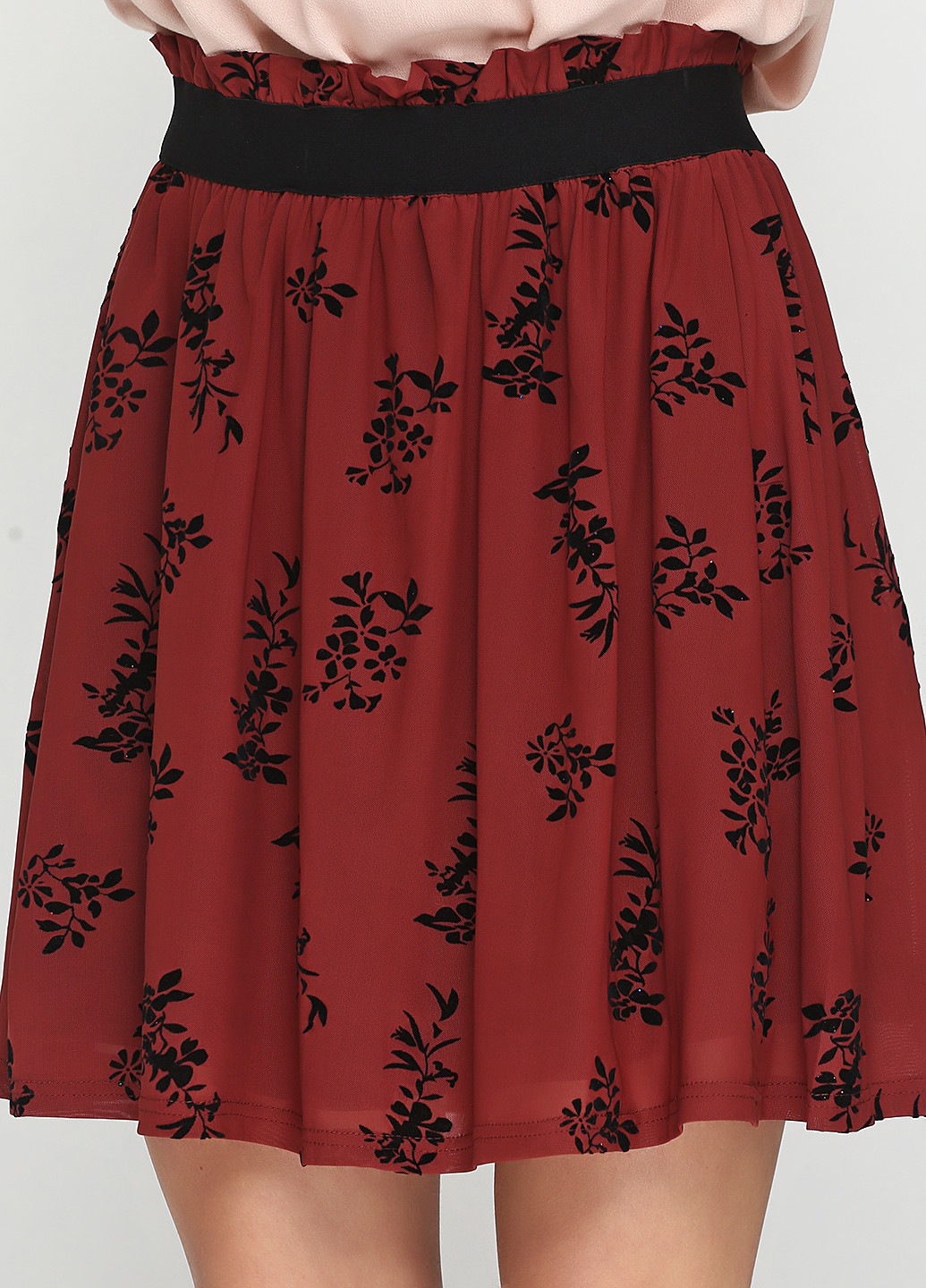 Бордовая кэжуал цветочной расцветки юбка MBYM мини