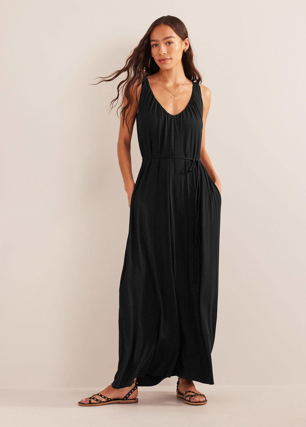 Черное кэжуал платье платье-майка Boden однотонное