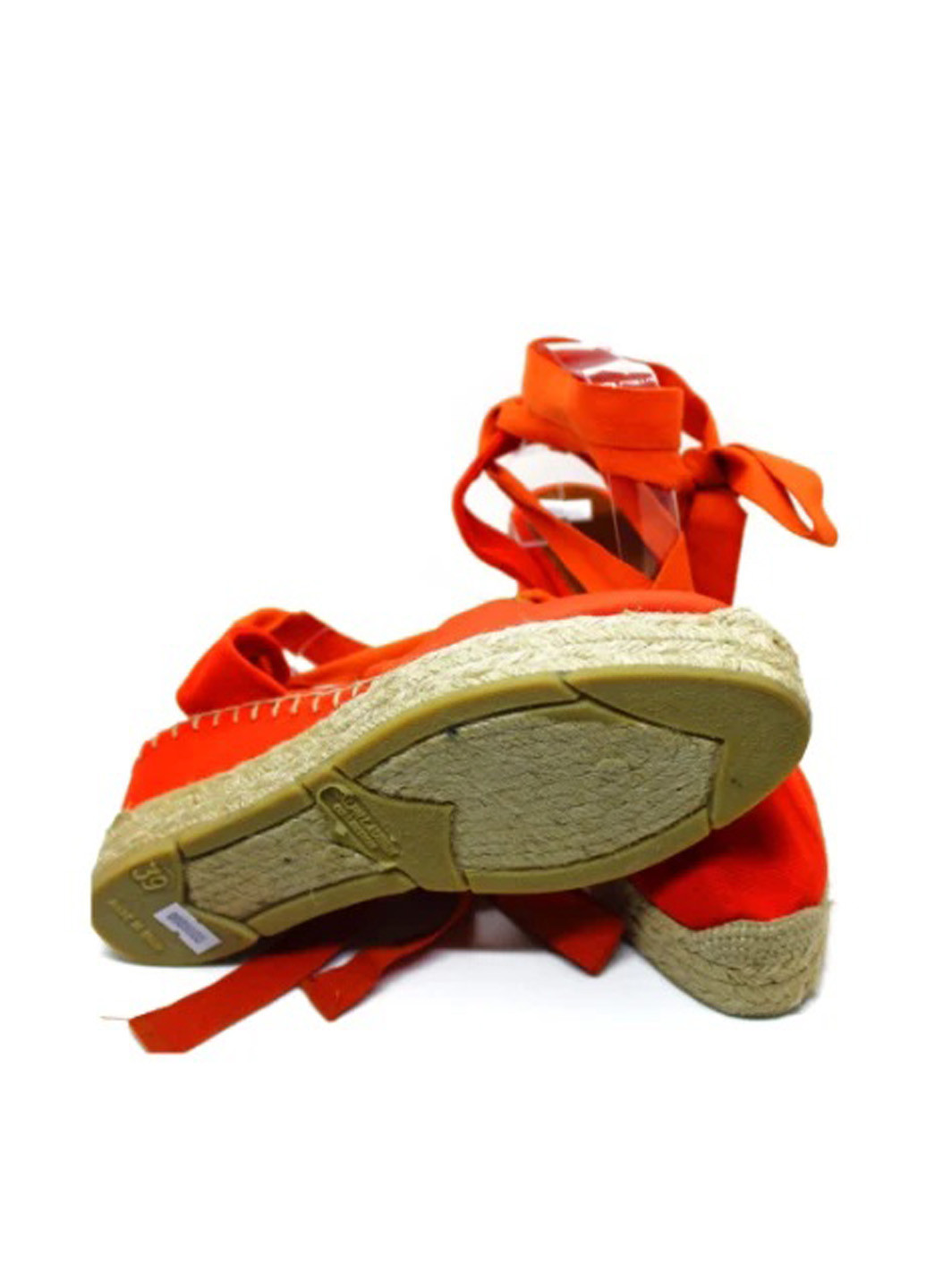 Оранжевые босоножки Ralph Lauren завязка на плетеной подошве