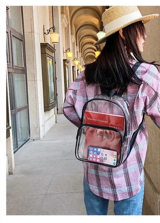 Женский детский прозрачный мини рюкзак черный No Brand (253016864)