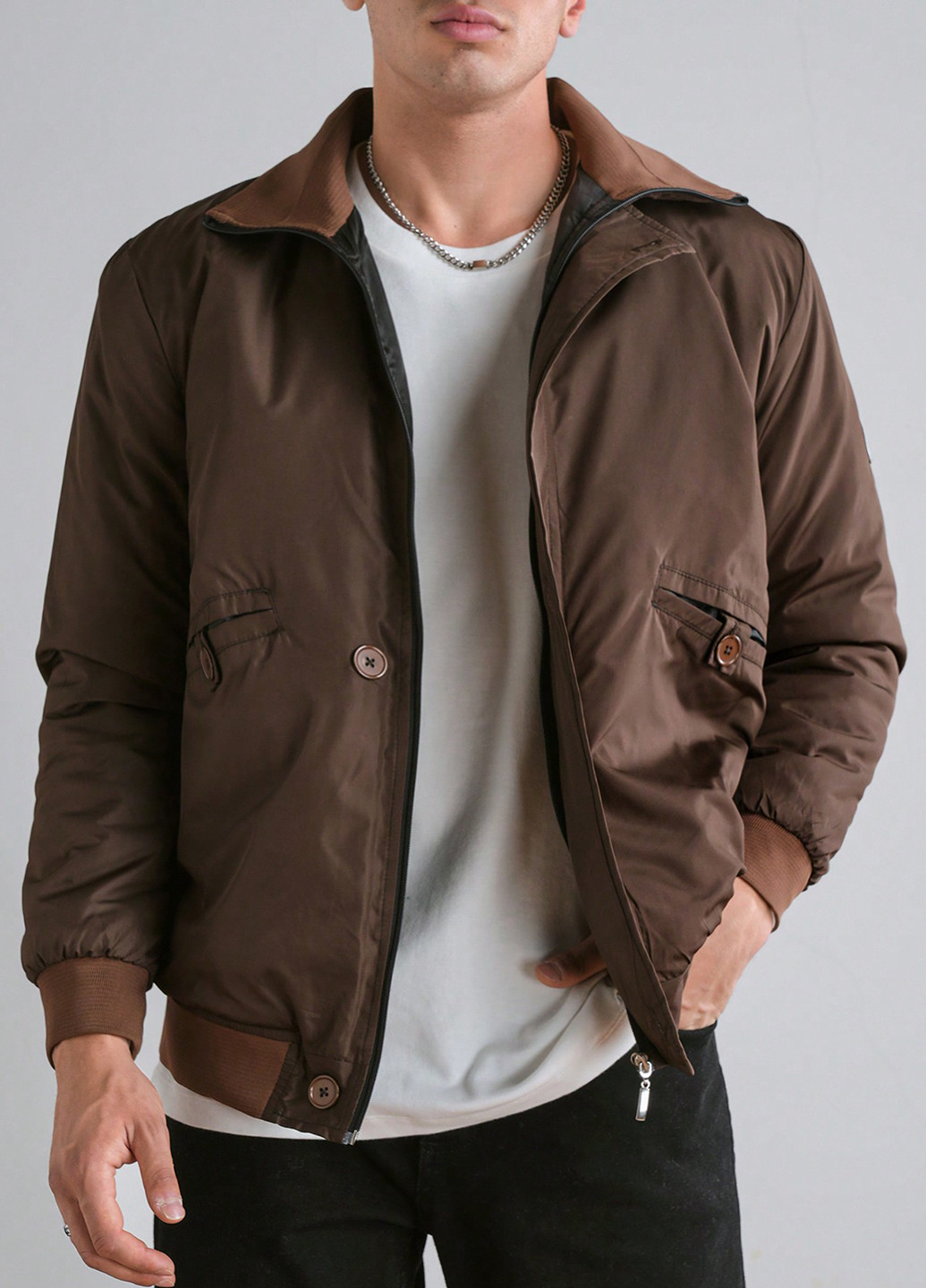 Бомбер SHEIN пілот (авіатор) на гудзиках, на блискавці (342063869)