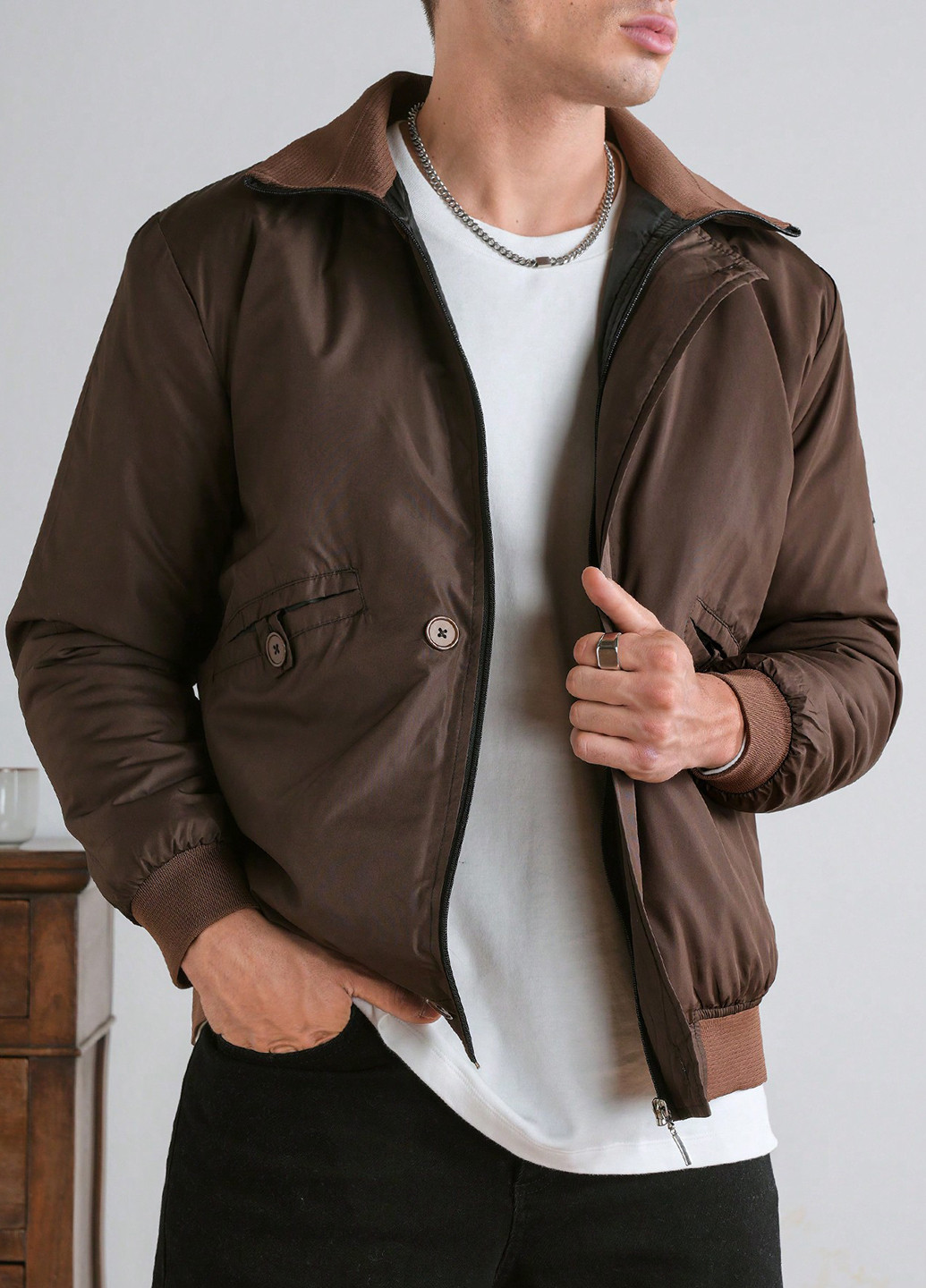 Бомбер SHEIN пілот (авіатор) на гудзиках, на блискавці (342063869)