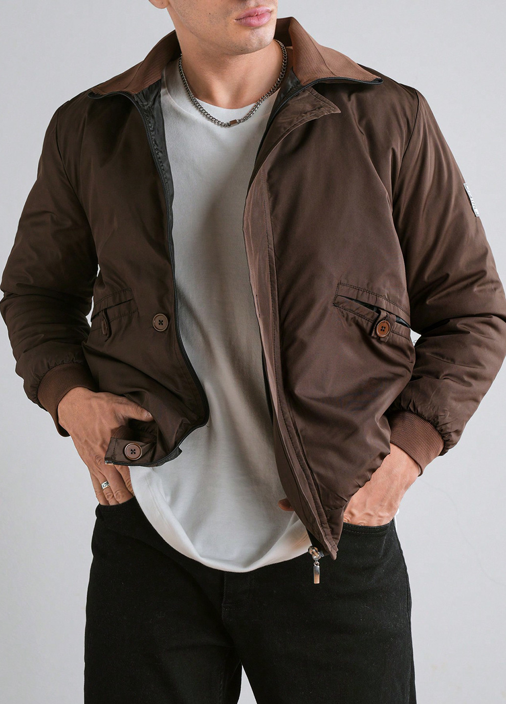 Бомбер SHEIN пілот (авіатор) на гудзиках, на блискавці (342063869)