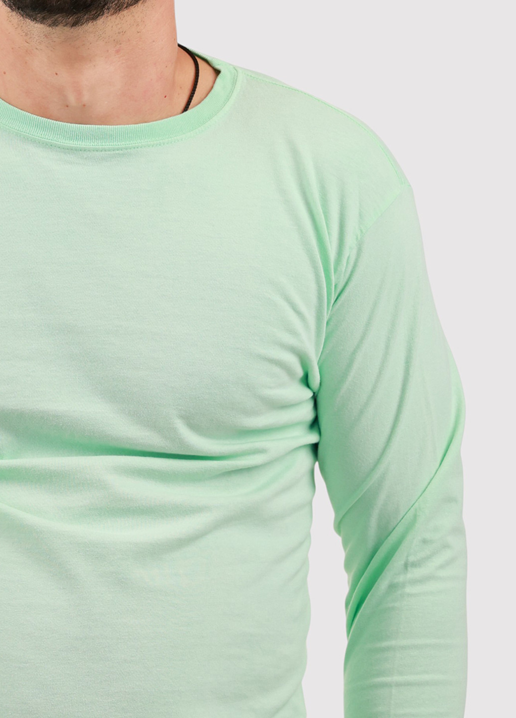 Мятный демисезонный кэжуал лонгслив Blue 84 однотонный