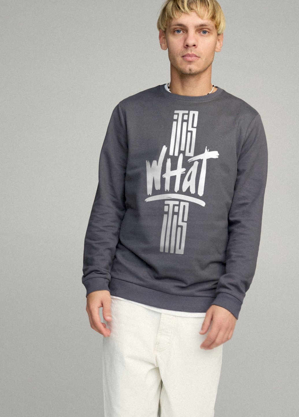 Темно-серый свитшот мужской basic /no flis/ YAPPI (252258790)