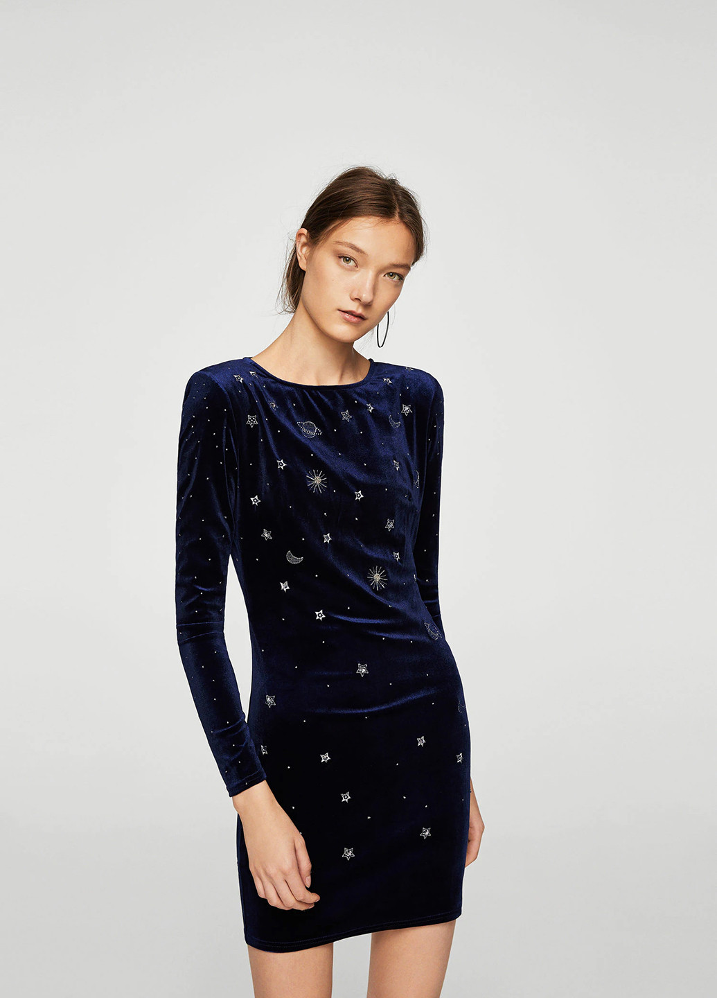 Темно-синя кежуал сукня з відкритою спиною Mango зірки