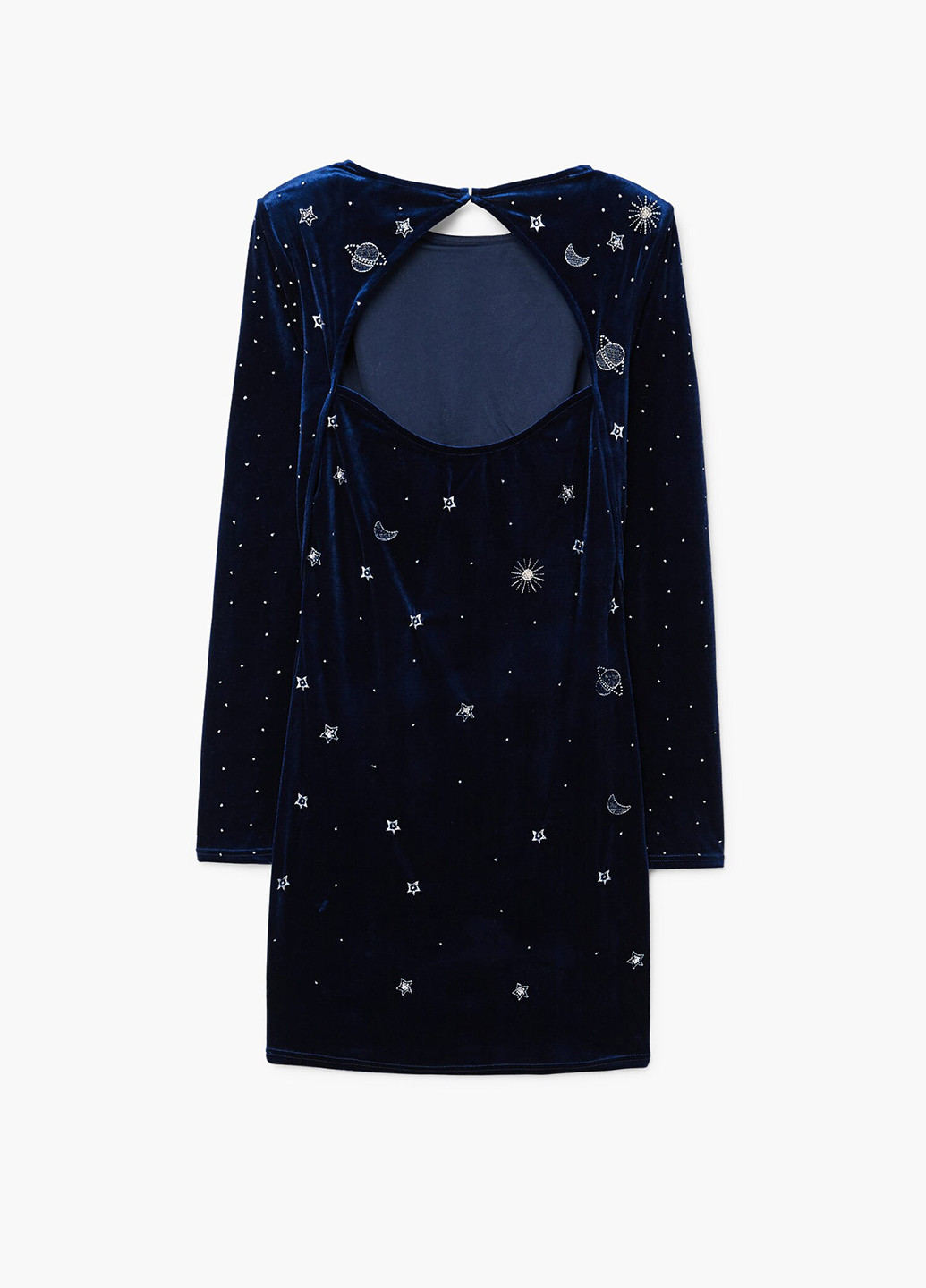 Темно-синее кэжуал платье с открытой спиной Mango звезды