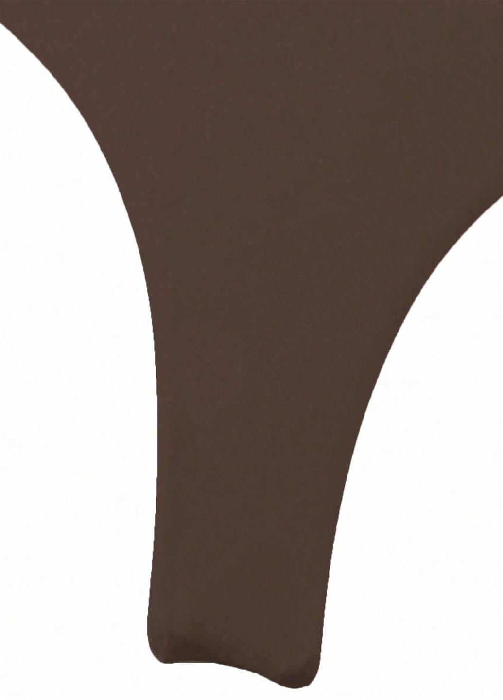 Коричневые купальные трусики однотонные SHEIN