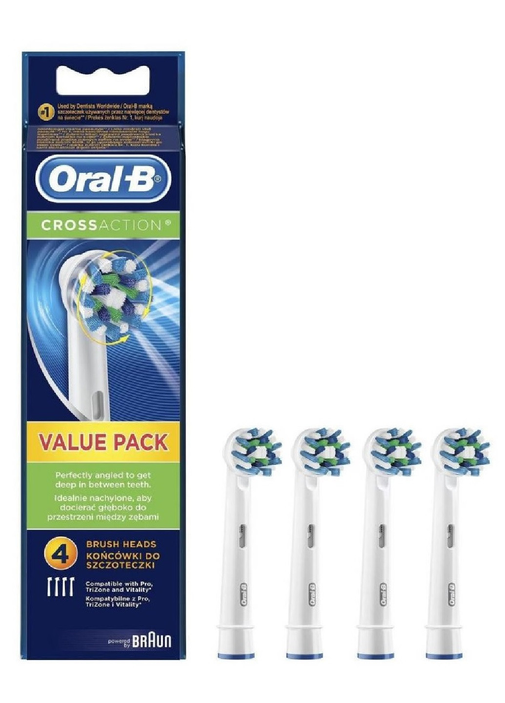 Насадка для электрической зубной щетки Cross Action, 4 шт. Oral-B (256480153)