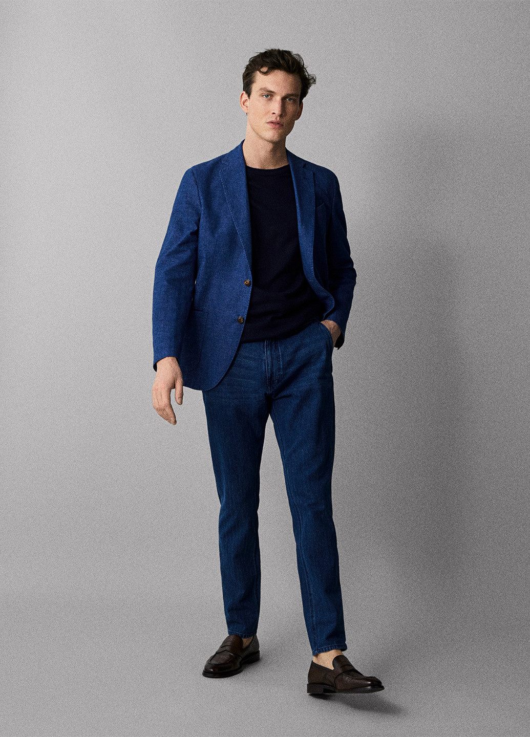 Синие кэжуал демисезонные зауженные брюки Massimo Dutti