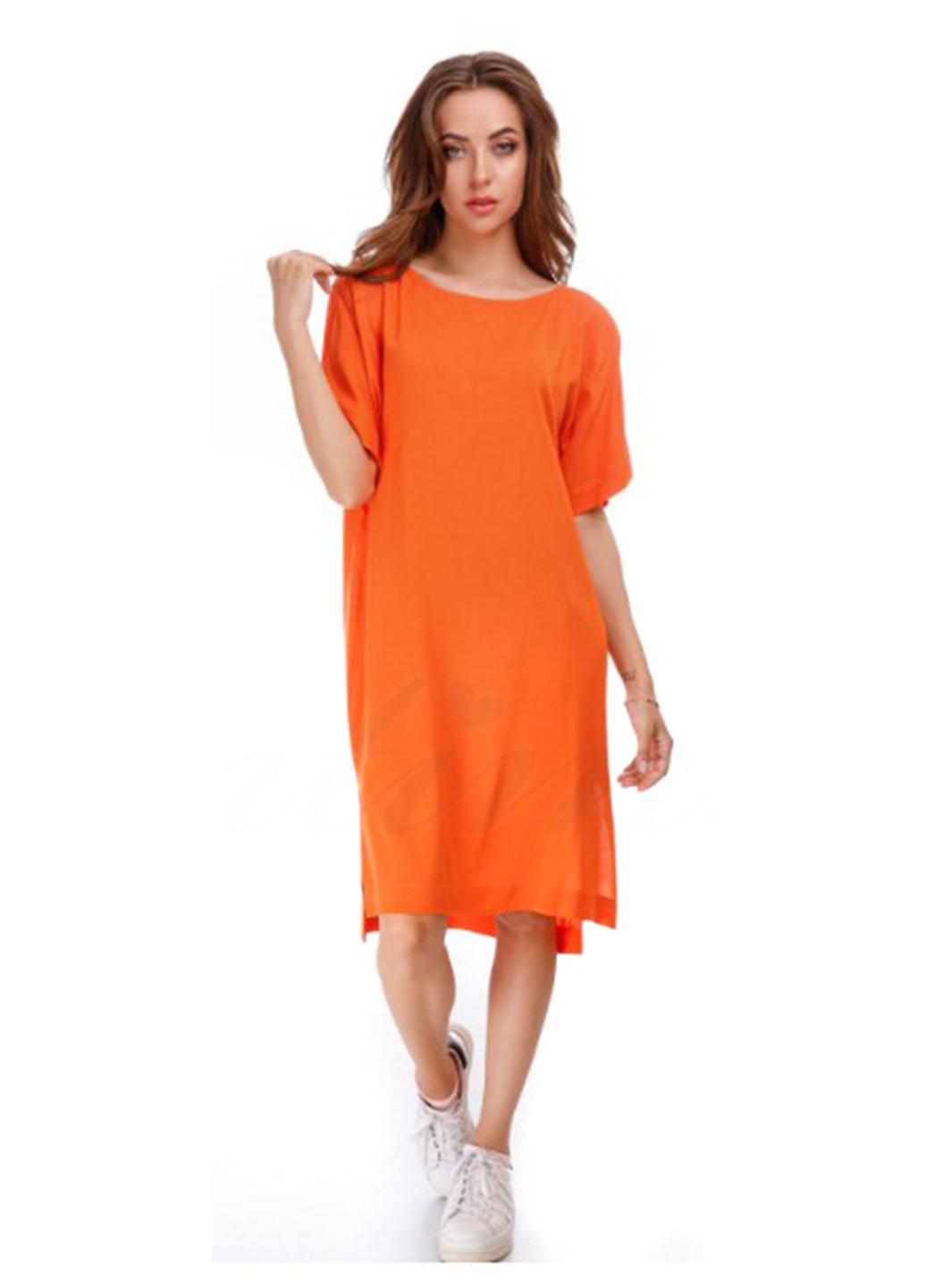 Помаранчева кежуал сукня сукня-футболка, оверсайз Silence однотонна