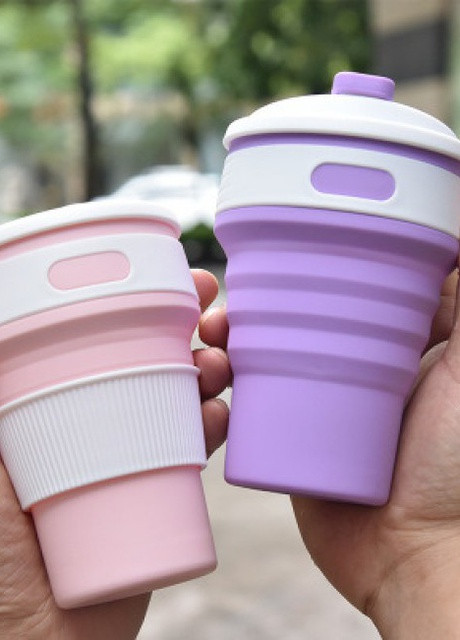 Складна силіконова склянка рожевий, 350 мл, з кришкою More (253985767)