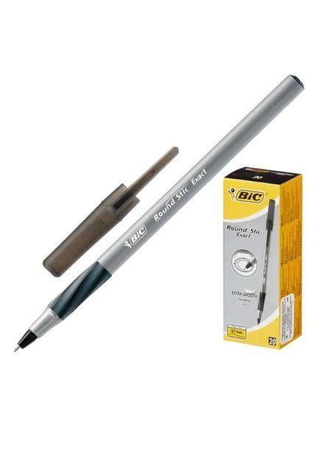 Набір кулькових ручок Round Stic Exact Чорний 20 шт Bic (248071964)