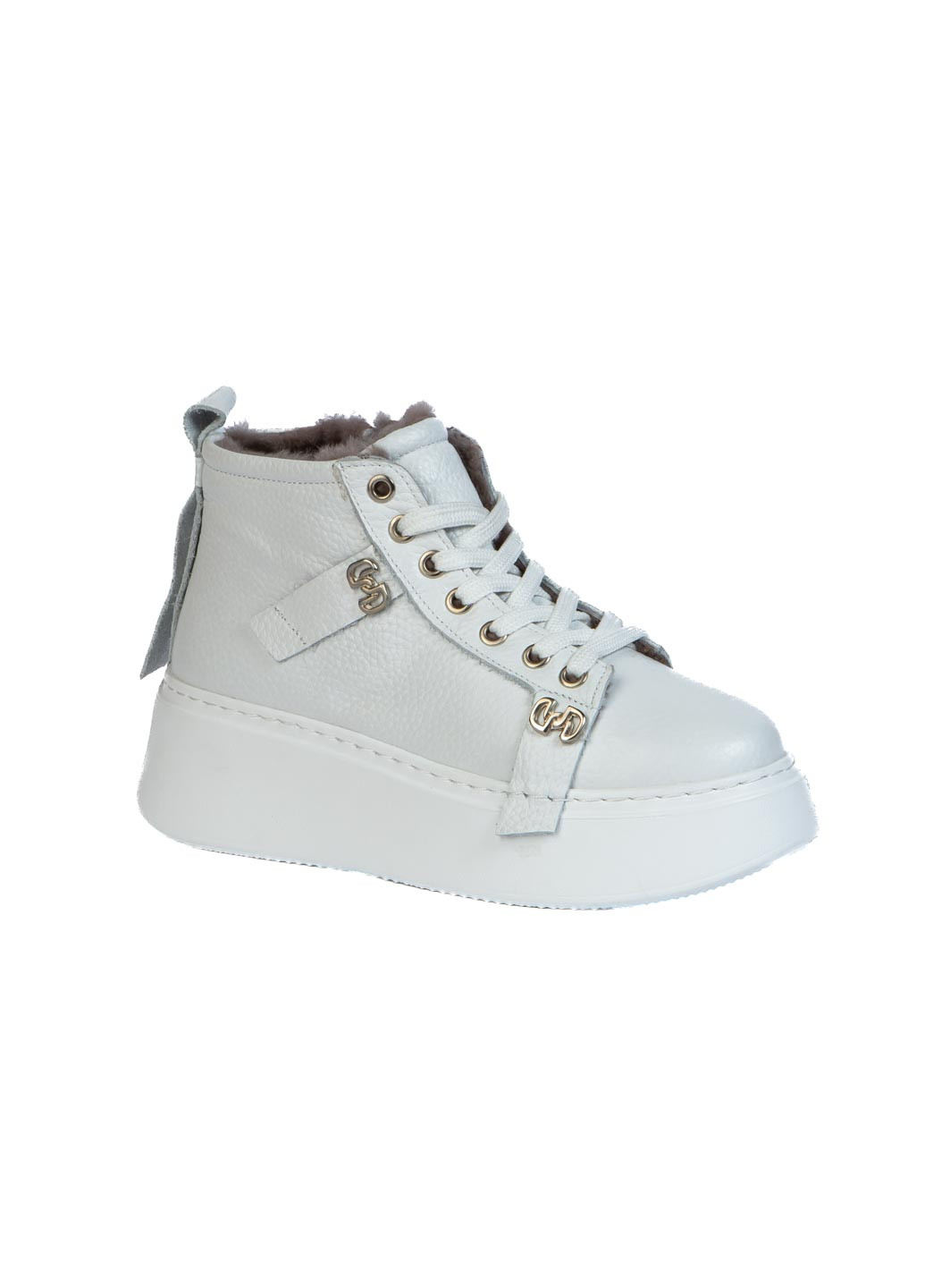 Зимние ботинки Evromoda с белой подошвой, с брошкой