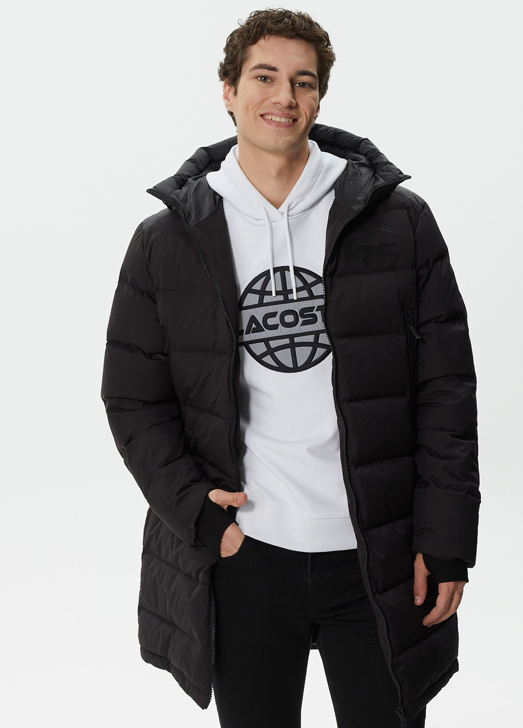 Черная зимняя куртка Lacoste