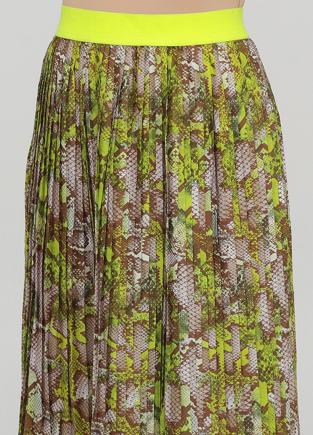 Зеленая кэжуал змеиный юбка Sleek Chic плиссе, клешированная